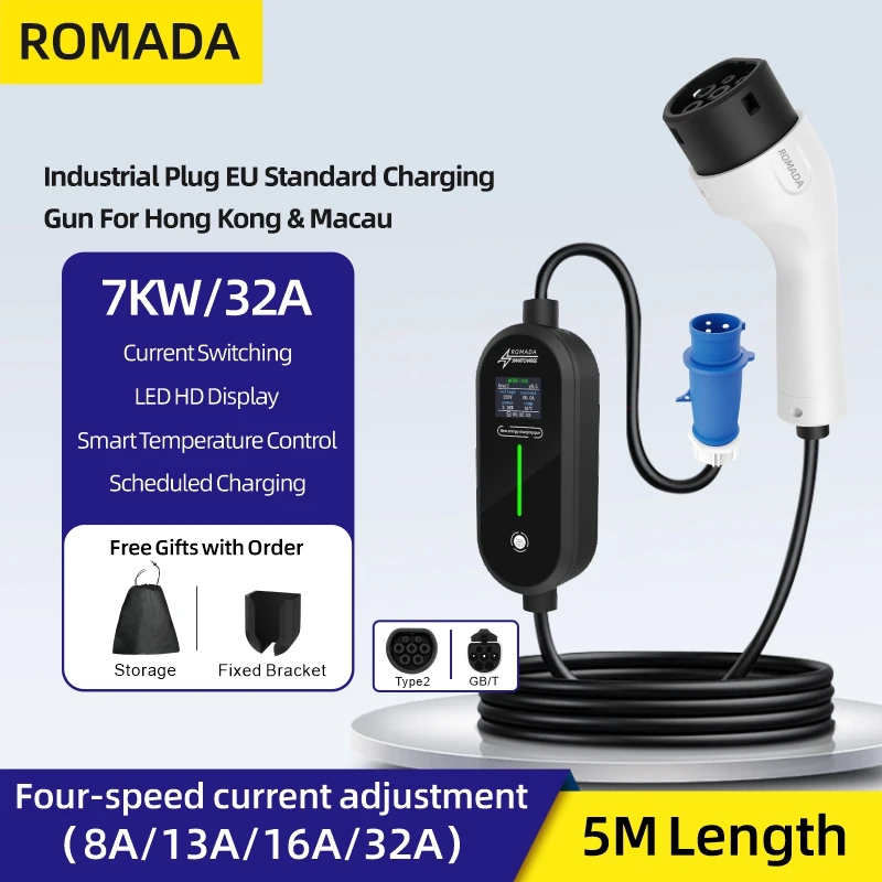 ROMADA 7KW 32A EV Portable Cha - Ev Charger Adapter recension och pris